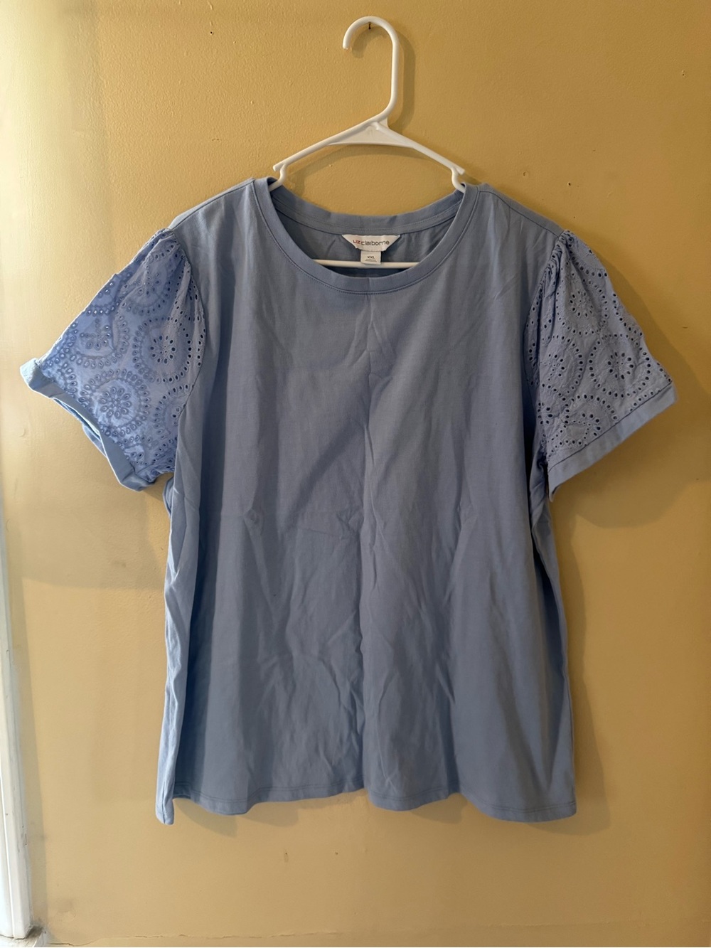 🎄5 for $20 Liz Claiborne Blue Eyelet Sleeve Top XXL Short Sleeve